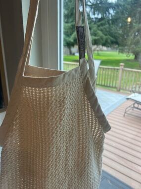 Sand Cloud | Cotton Mesh Tote Bag | Cream Crochet Market Beach Bag Boho
